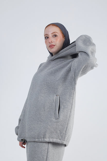 Plain Oversized Hoodie - Grey