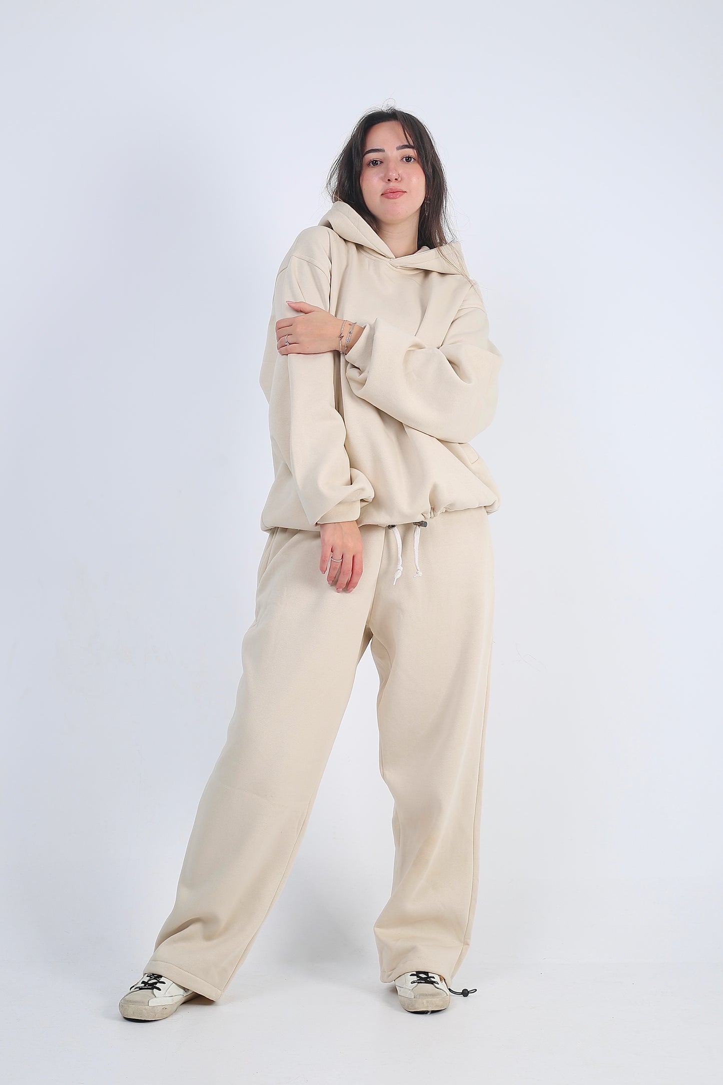 Plain Oversized Hoodie - Beige