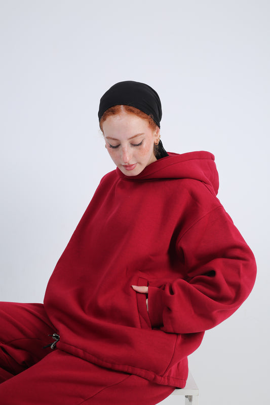 Plain Oversized Hoodie - Burgundy