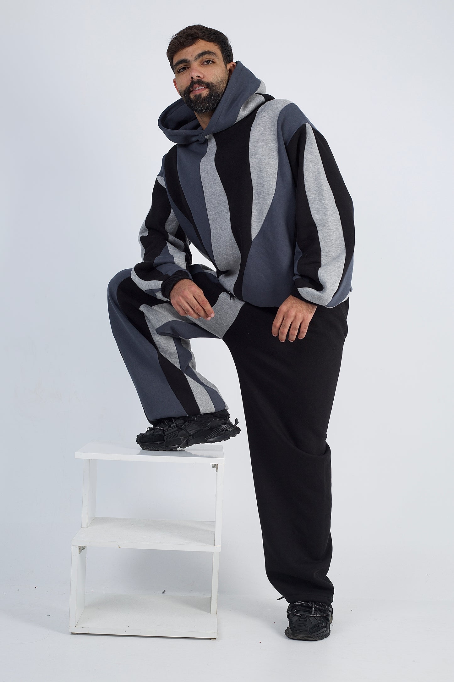 Charcoal Waved Hoodie